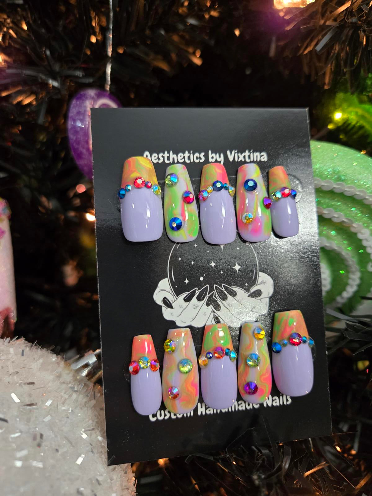 Colorful y2k press on nails custom made