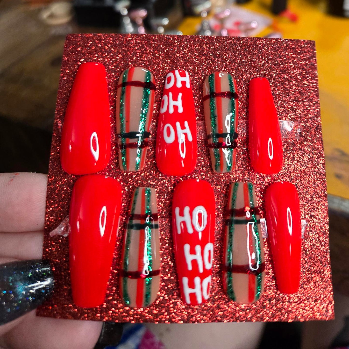 Christmas ho ho ho nails custom made