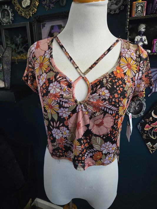 New floral crop top blouse