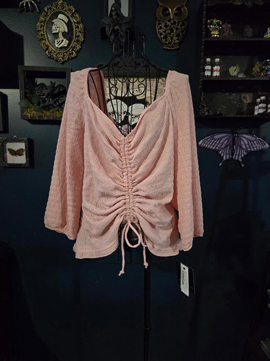 Pink drawstring top adjustable XL