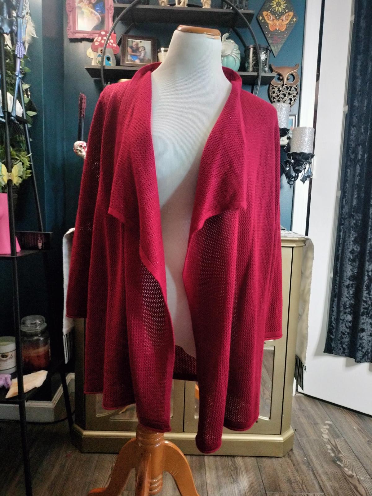 Sag Harbor red open front cardigan