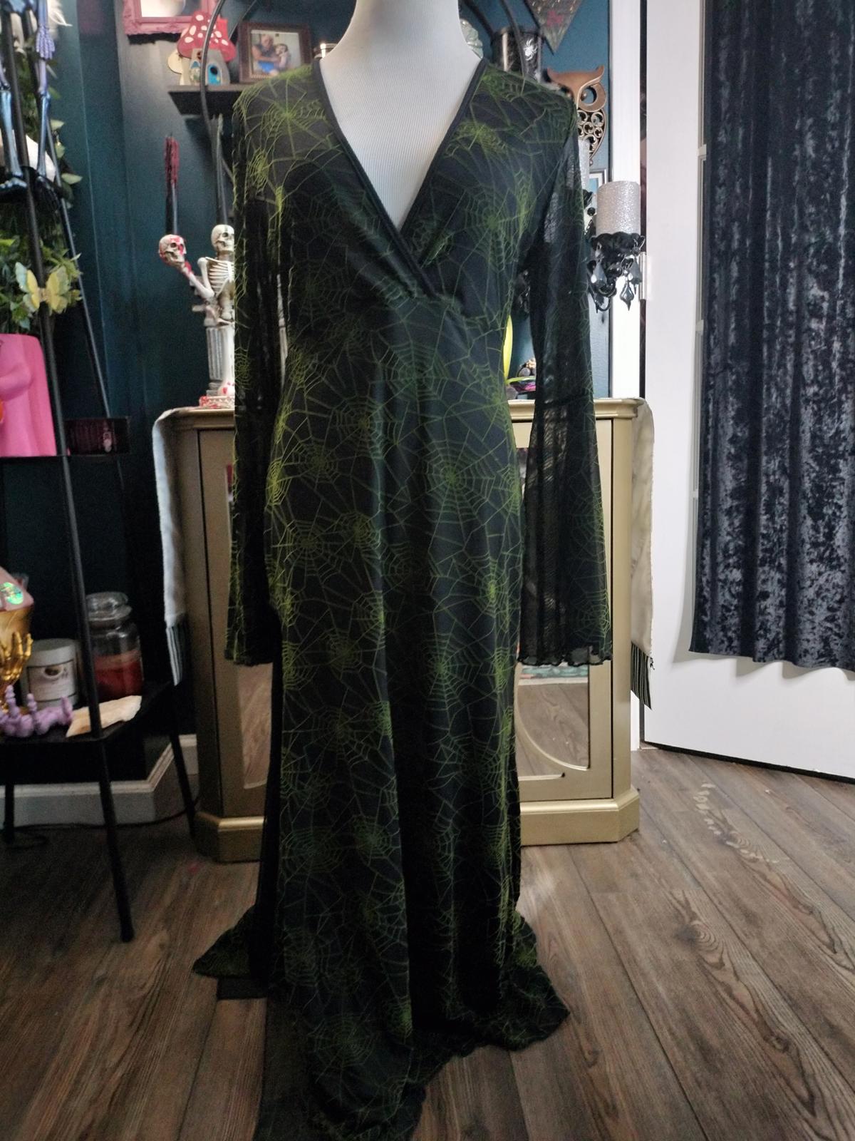 Long black spiderweb maxi dress