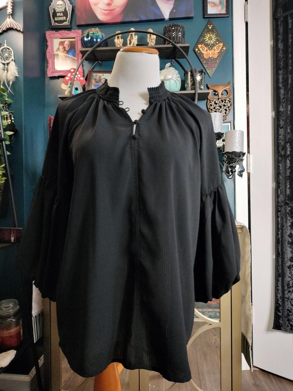 Loft black pleated collar blouse