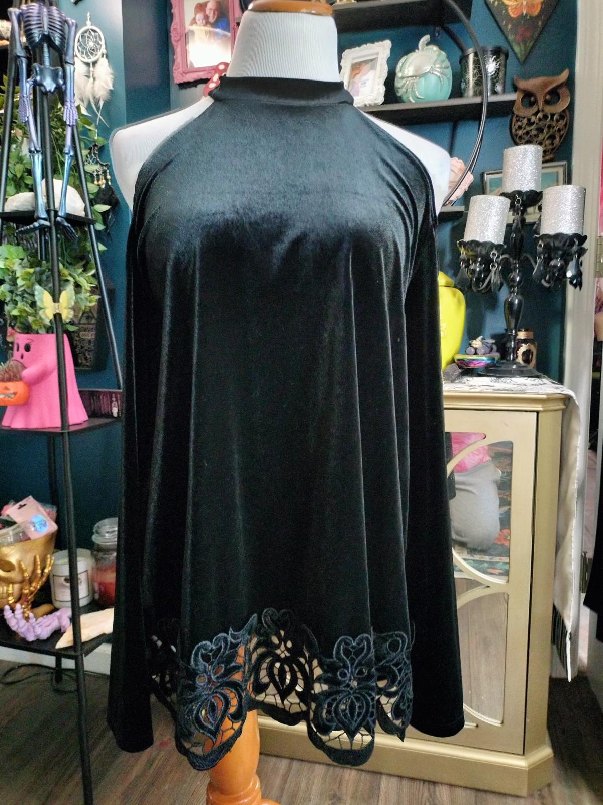 MTS black velvet cold shoulder top