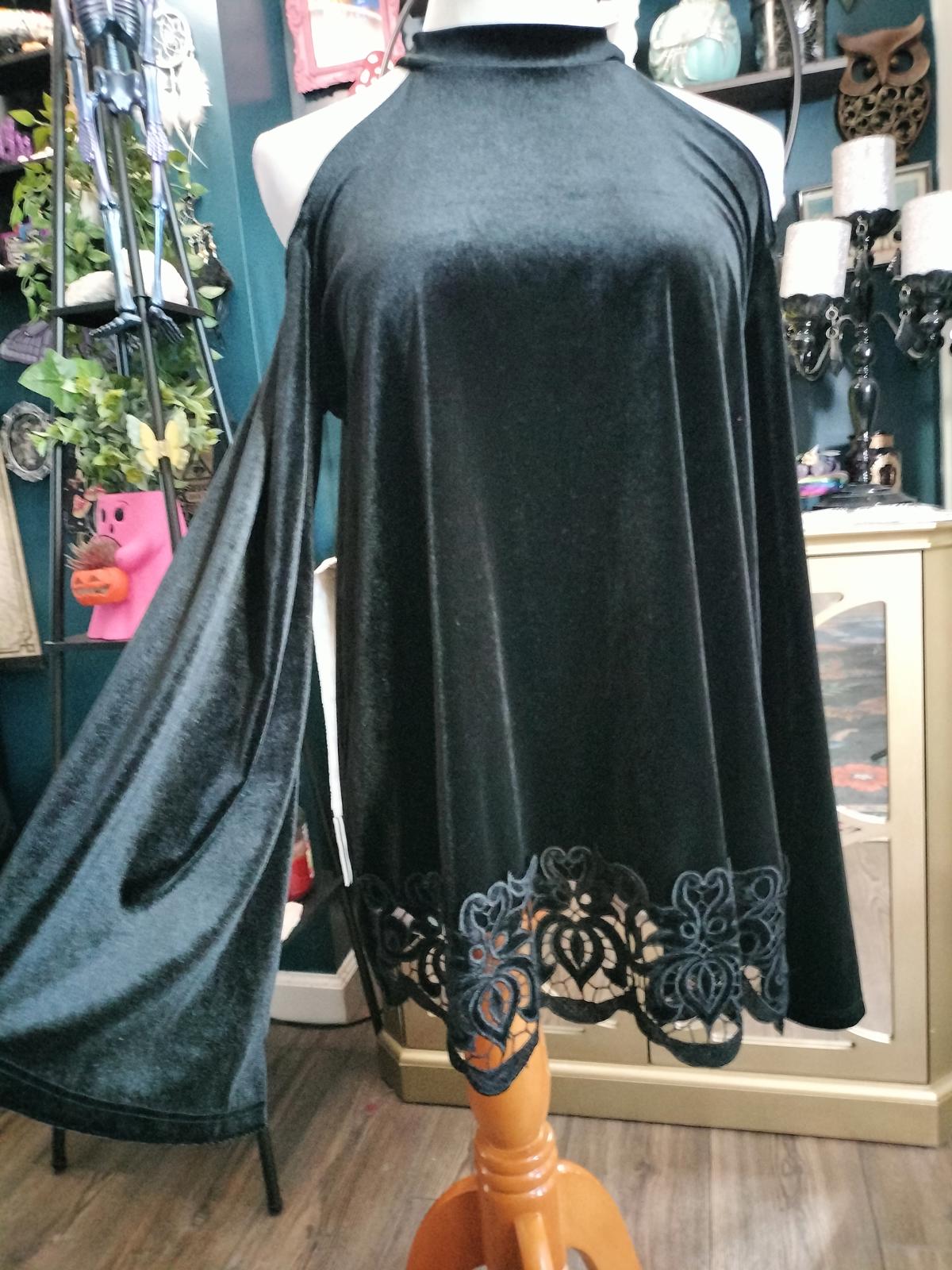 MTS black velvet cold shoulder top