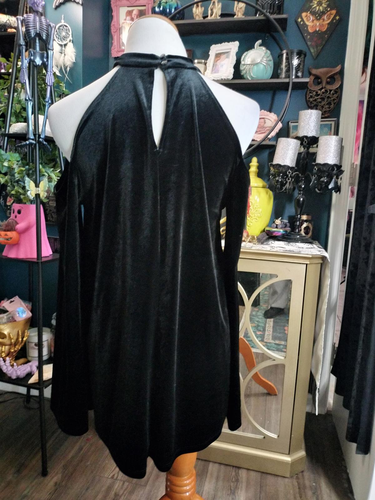 MTS black velvet cold shoulder top