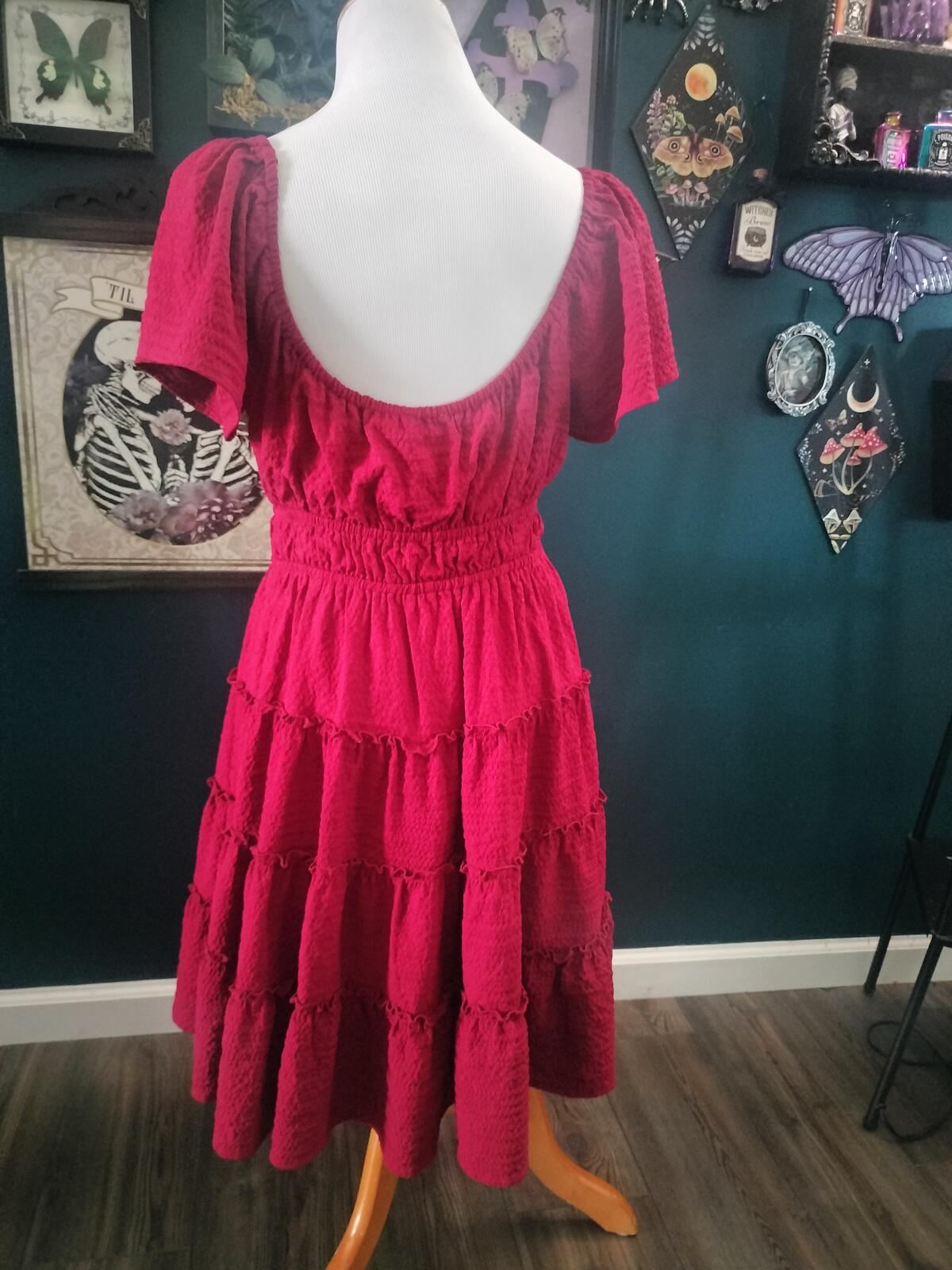 Arula red milkmaid dress