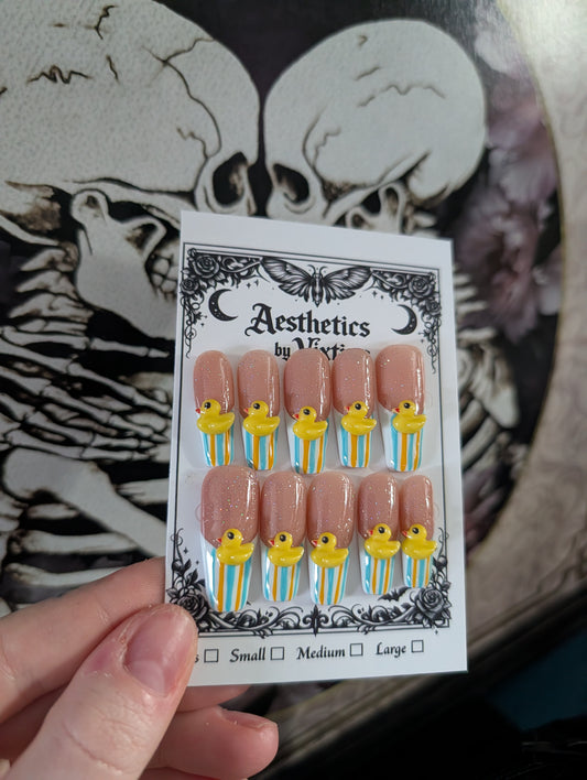 Rubber ducky handmade nails custom made