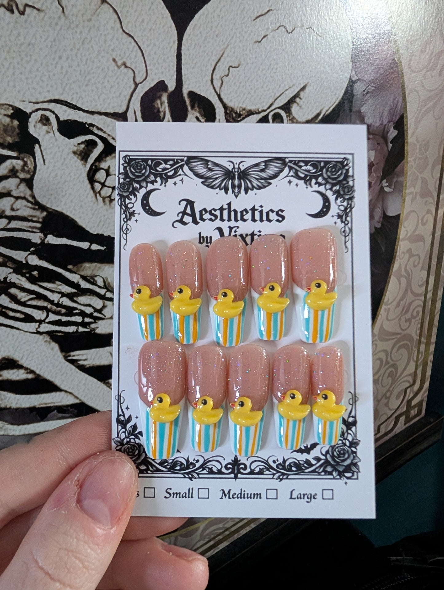 Rubber ducky handmade nails custom made