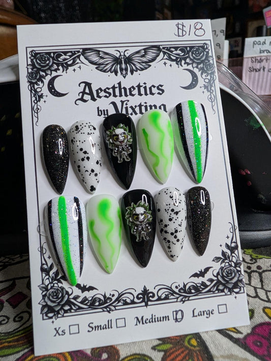 Beetlejuice nails custom made