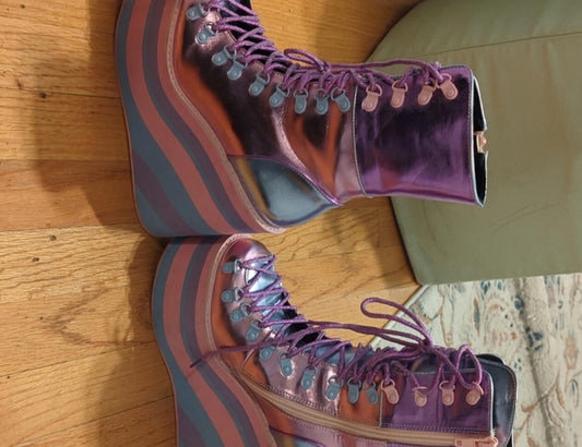 Sugar Thrillz pastel pink blue purple platform kawaii pastel goth boots