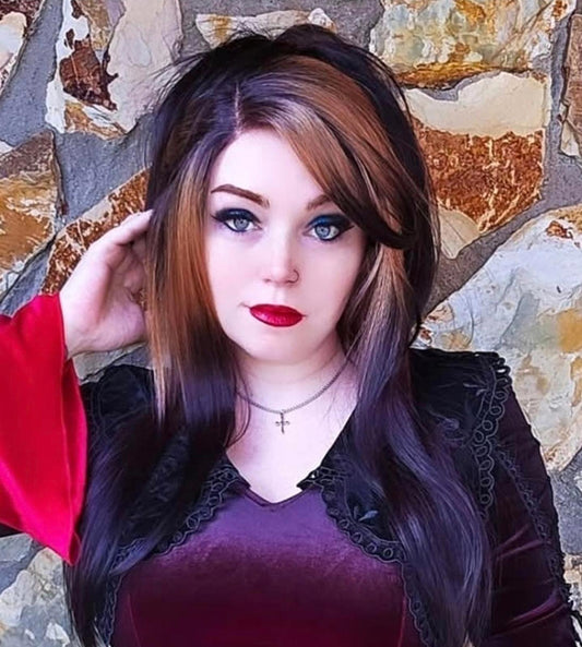 Black and brown ombre straight lace front wig