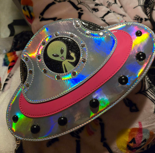 Dolls kill alien in flying saucer spaceship novelty handbag