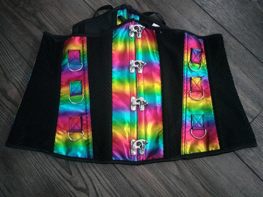 Rainbow and fishnet corset