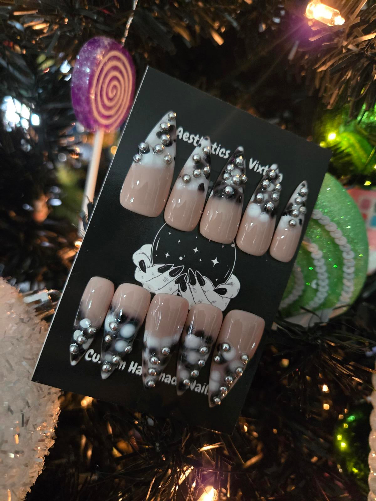 Abstract stiletto nails custom made