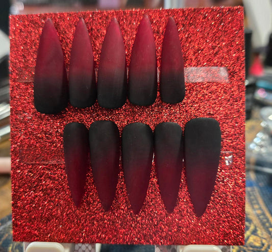 Gothic vampire matte ombre nails custom made