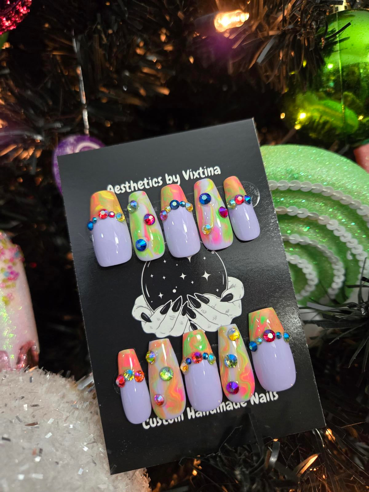 Colorful y2k press on nails custom made