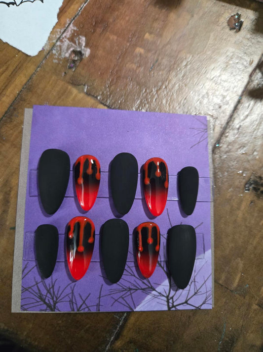 Gothic ombre vampy blood drip press on nails custom made