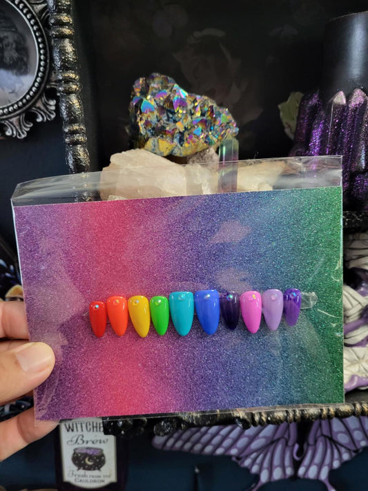 Pride rainbow press on nails custom made