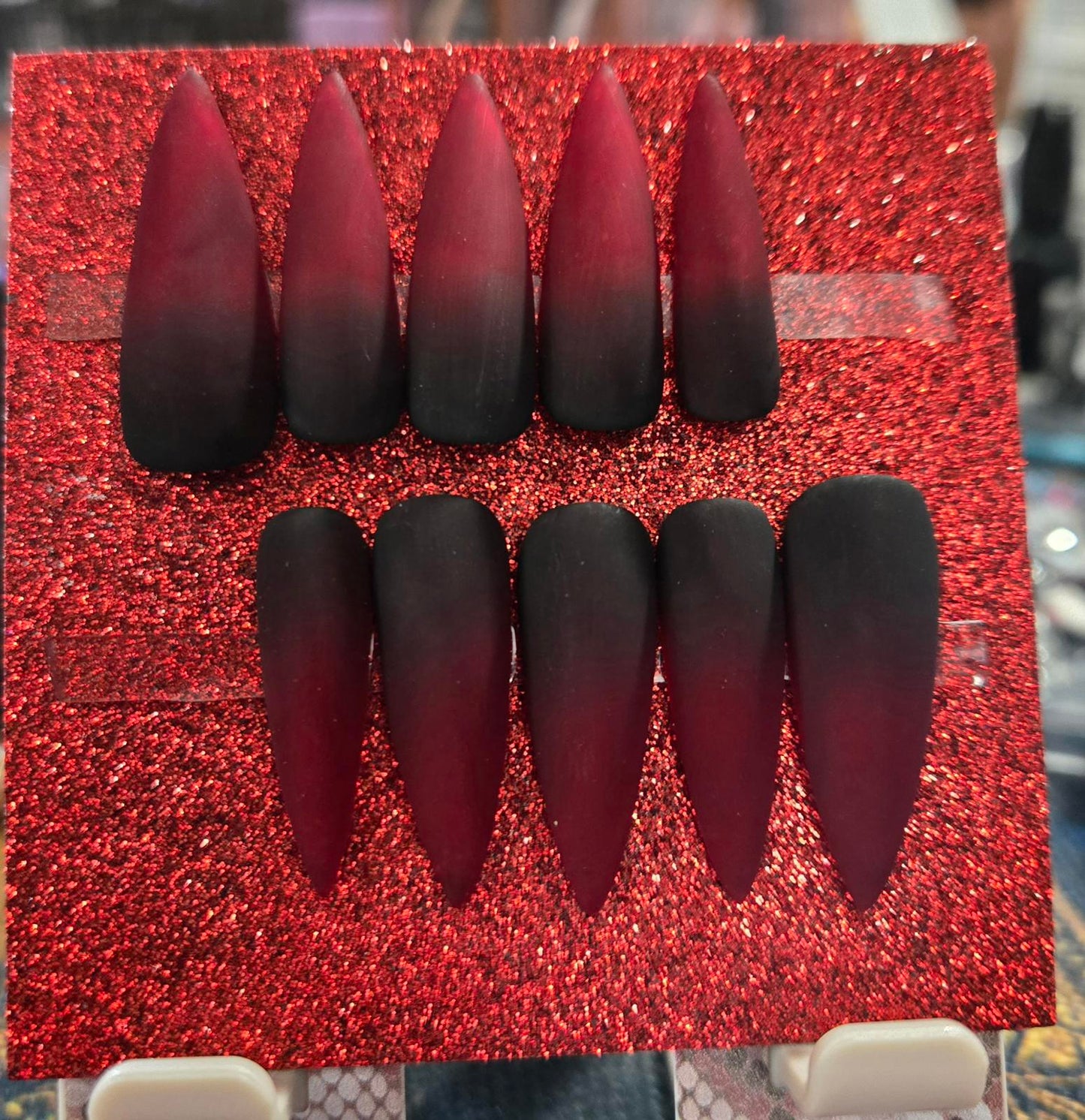 Gothic vampire matte ombre nails custom made