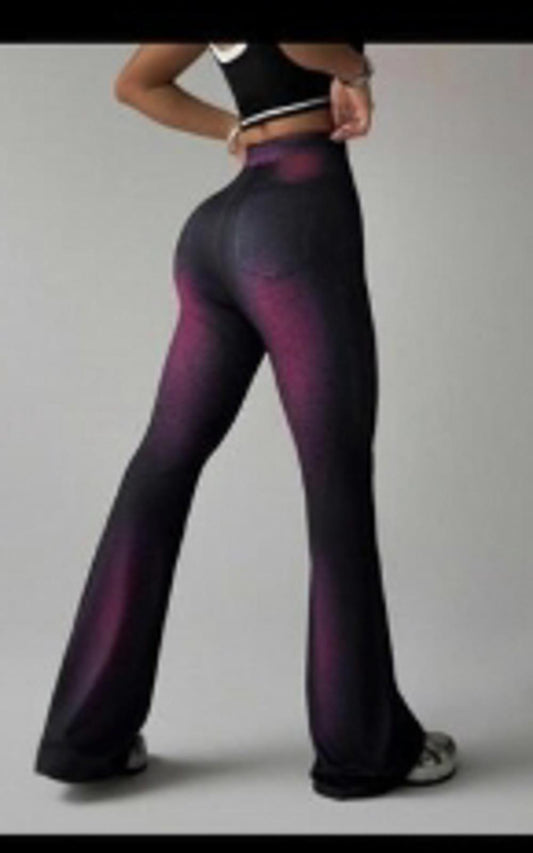 Denim look leggings with pink
