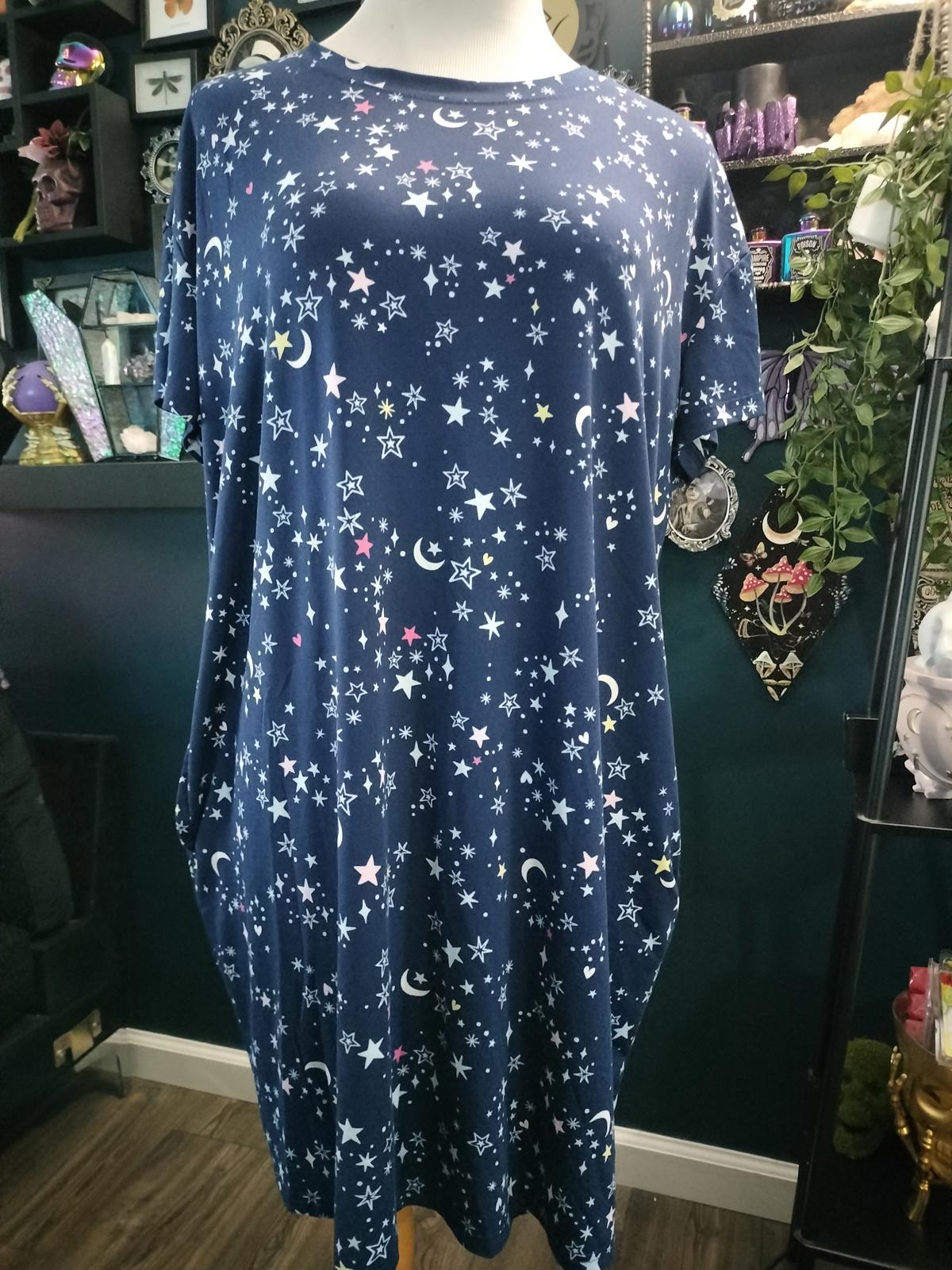 Navy blue moon and stars night gown shirt