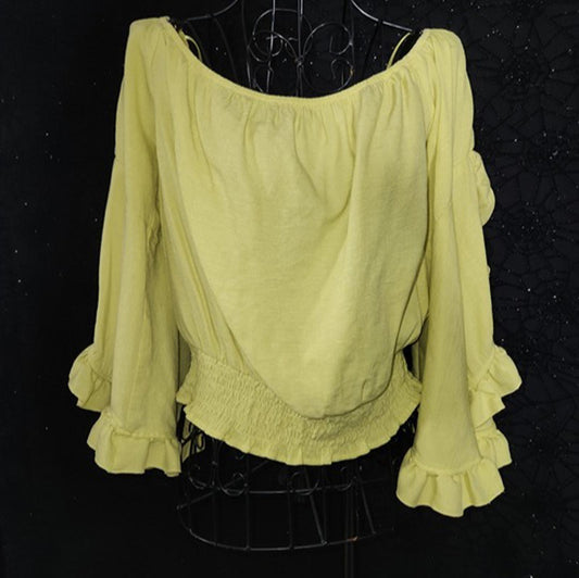 yellow ruffle sleeve Blouse