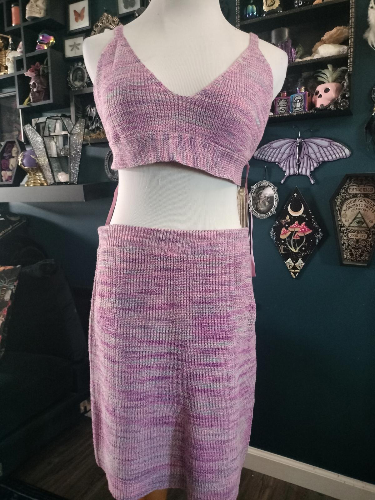 Cute pastel knitted crop top and skirt set