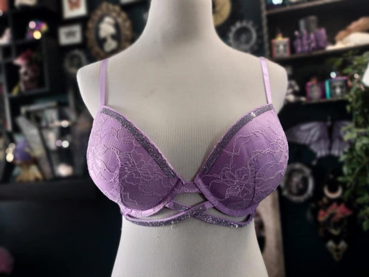 NWT Victoria's secret purple lace and rhinestone push up bra 36D