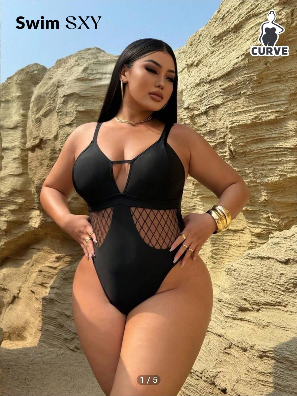 NWOT Sexy black mesh swimsuit