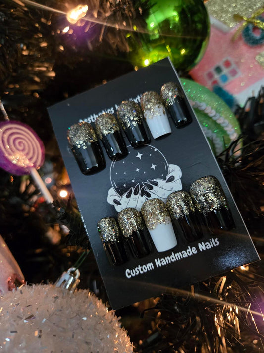 New Years square press on nails custom made
