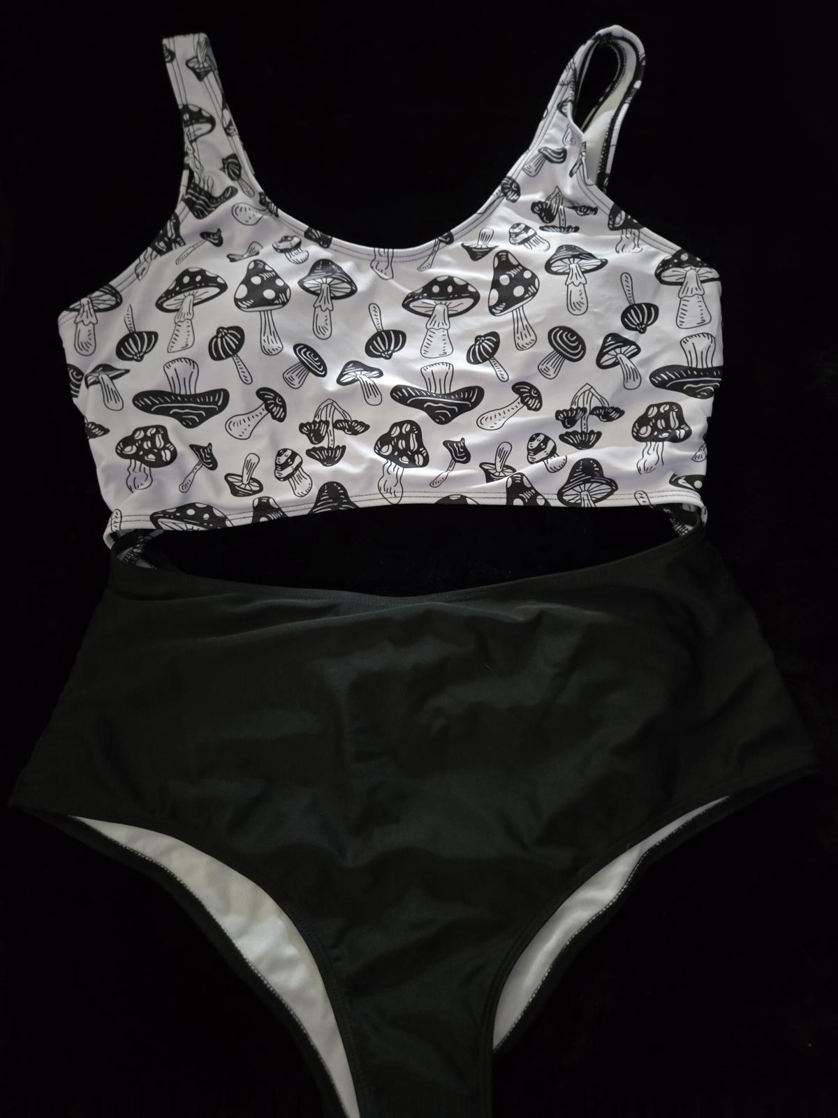 Black one piece mushroom swimsuit