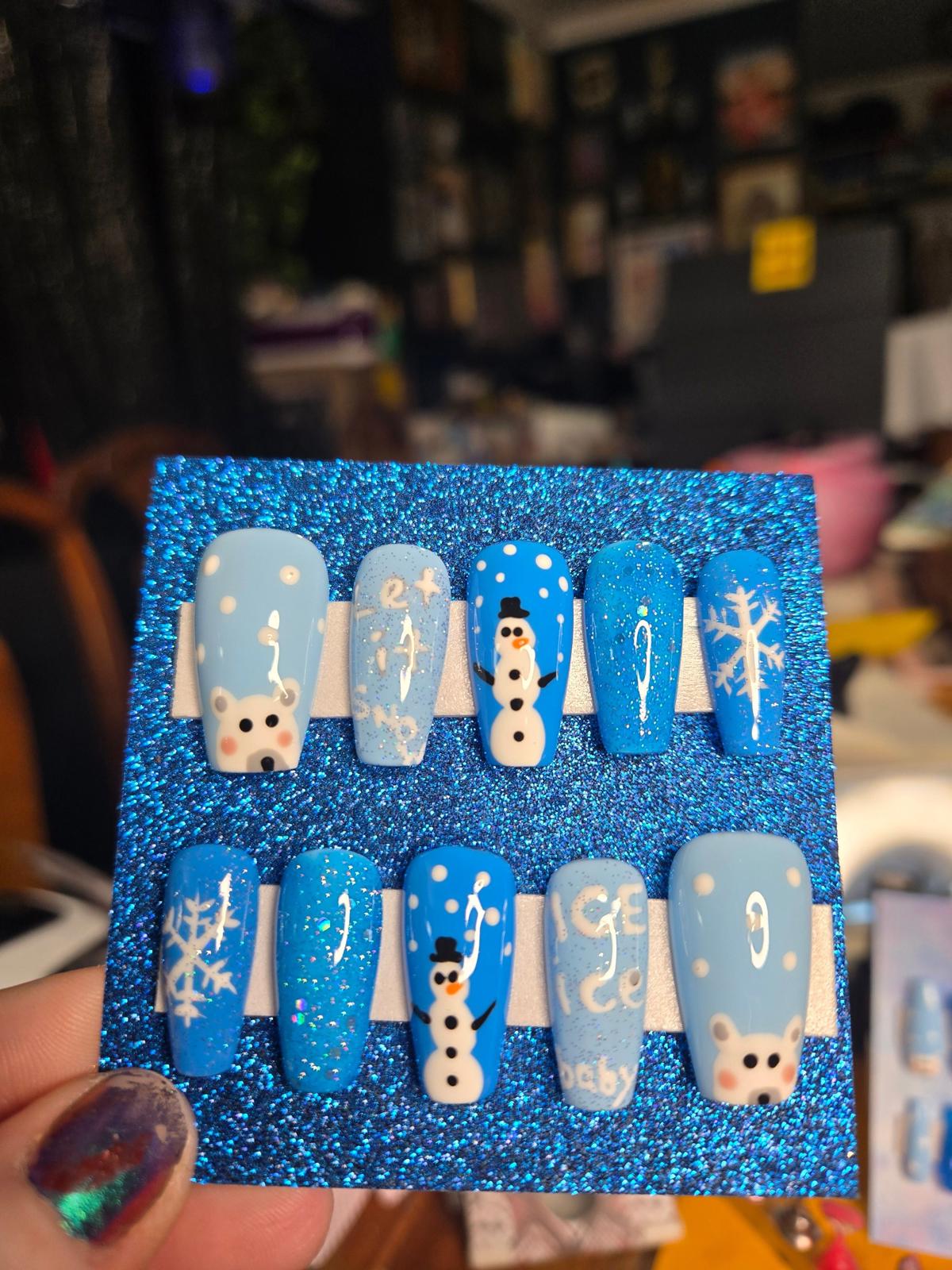 Winter christmas snowy ice ice baby handmade nails
