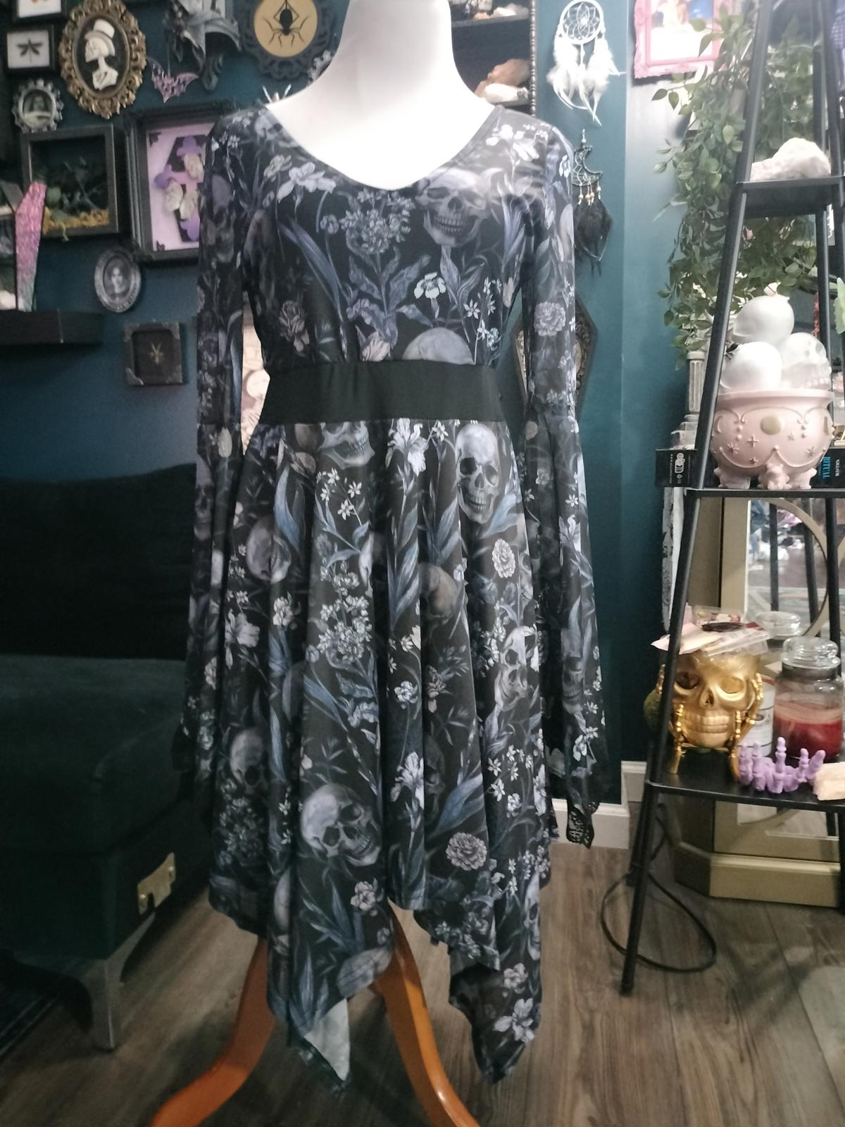 Gothic dress with skulls and flowers