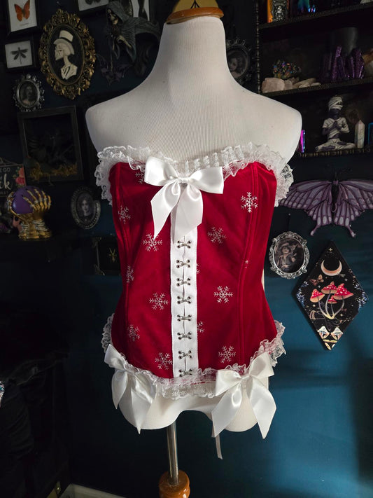 Christmas corset with bows and lace new