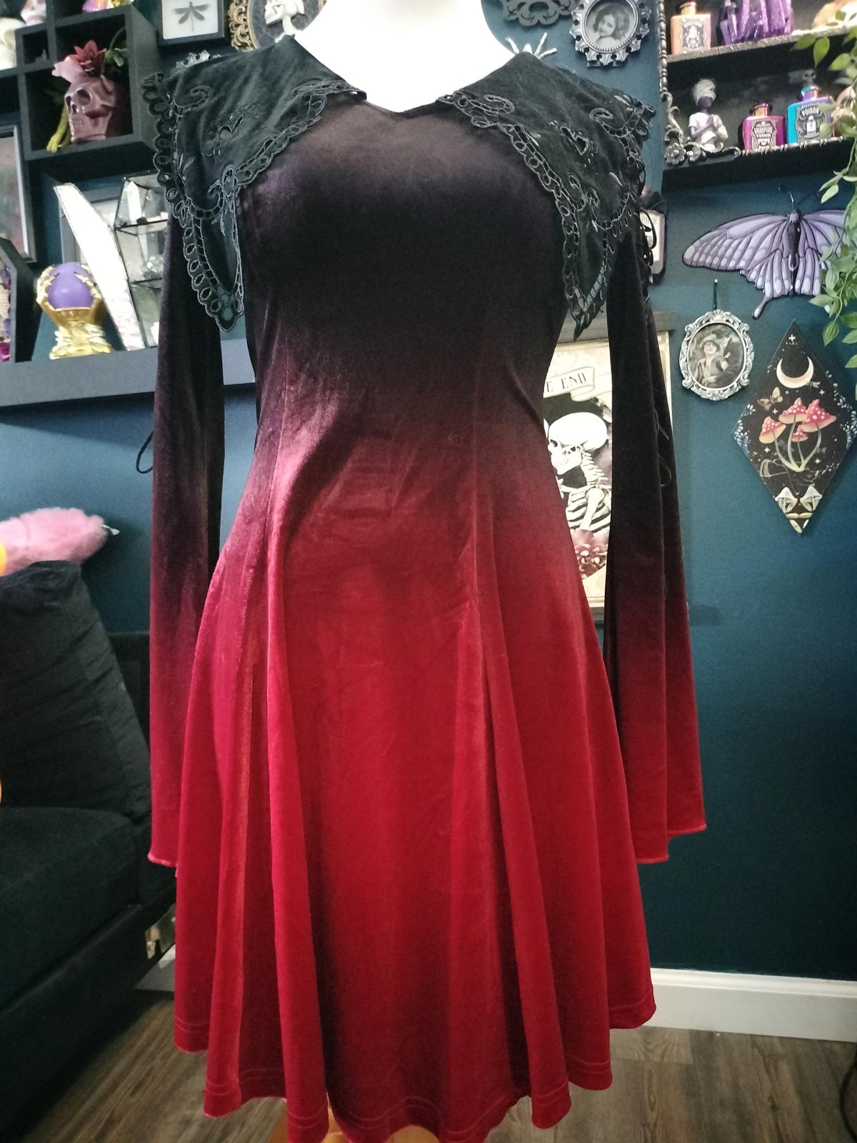 Punk Rave New ombre velvet gothic dress with lace collar