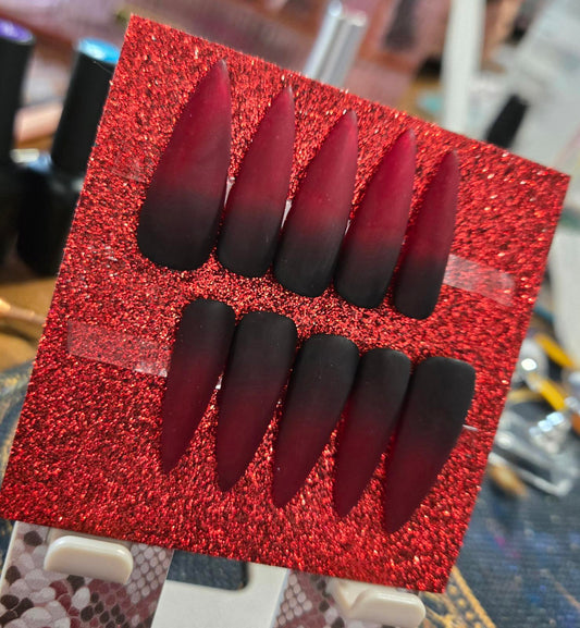 Gothic vampire matte ombre nails custom made