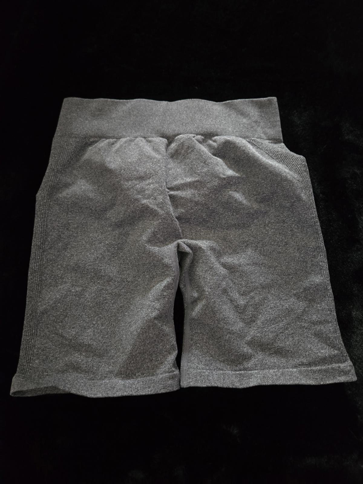 Grey biker length scrunch butt activewear shorts