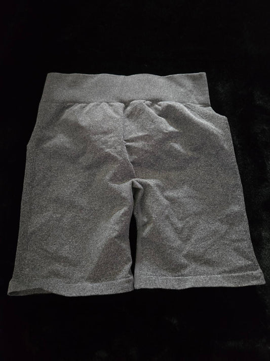 Grey biker length scrunch butt activewear shorts