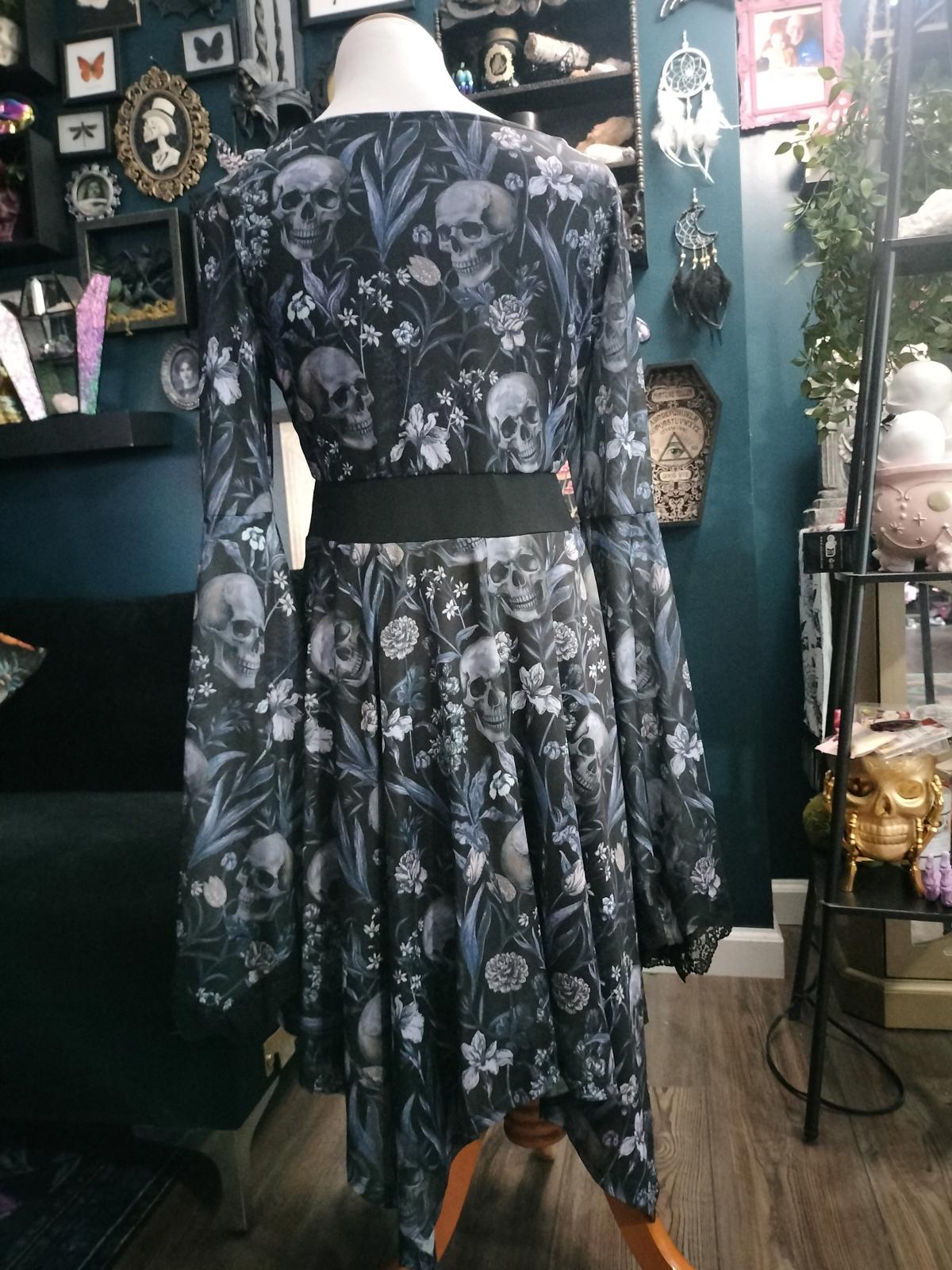 Gothic dress with skulls and flowers