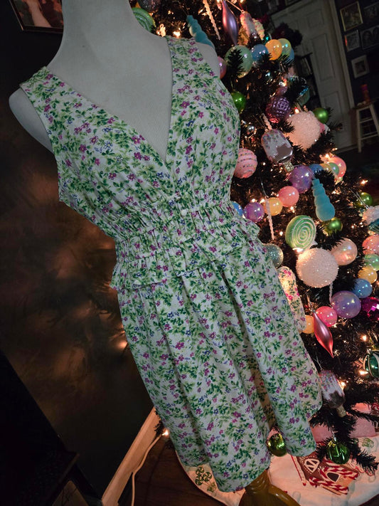 Floral mini dress deep v neck