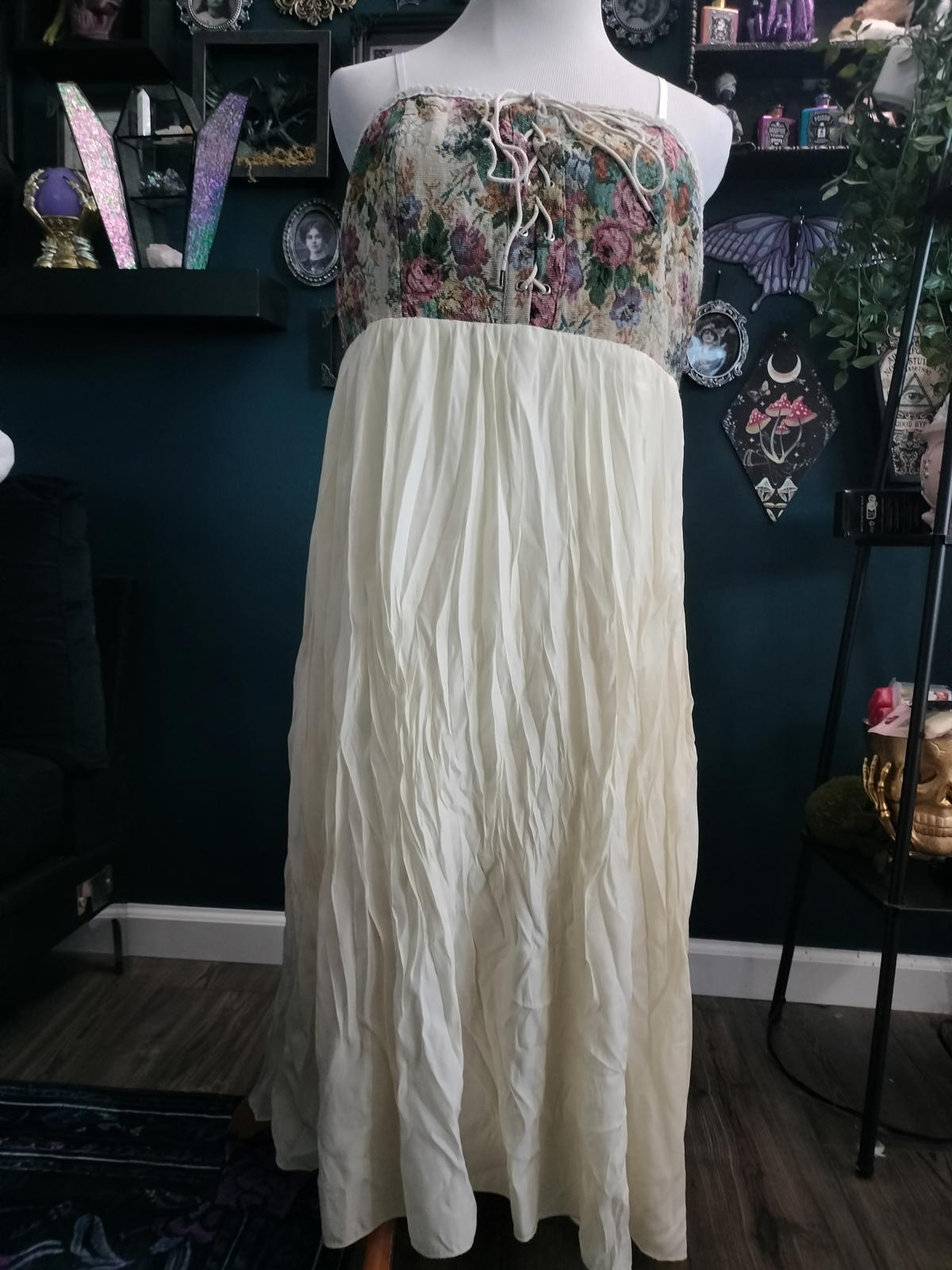 Fairycore dress with floral lace up corset front