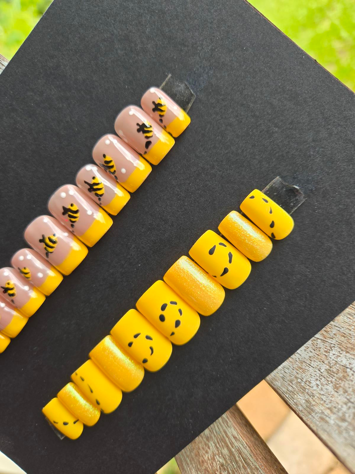 Honey bumble bee french tip nails custom made
