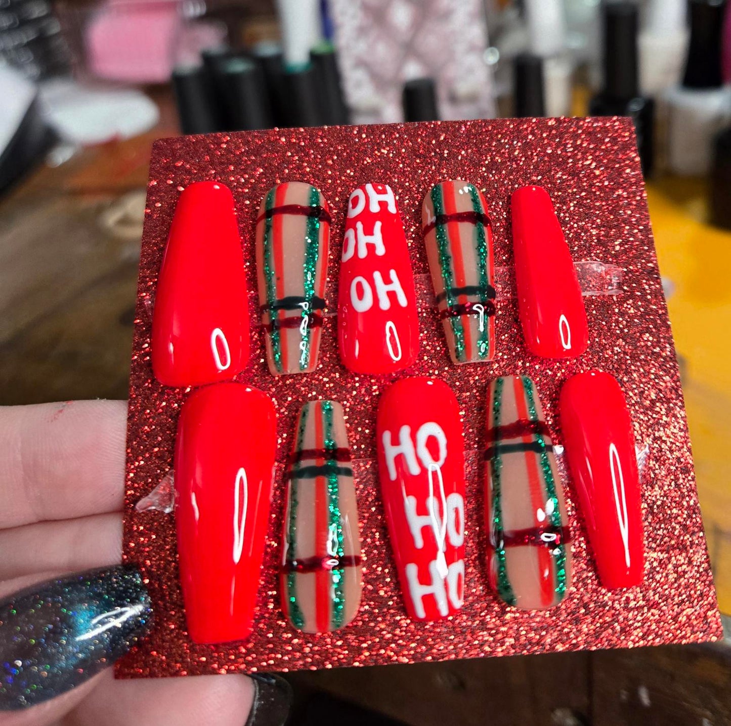 Christmas ho ho ho nails custom made