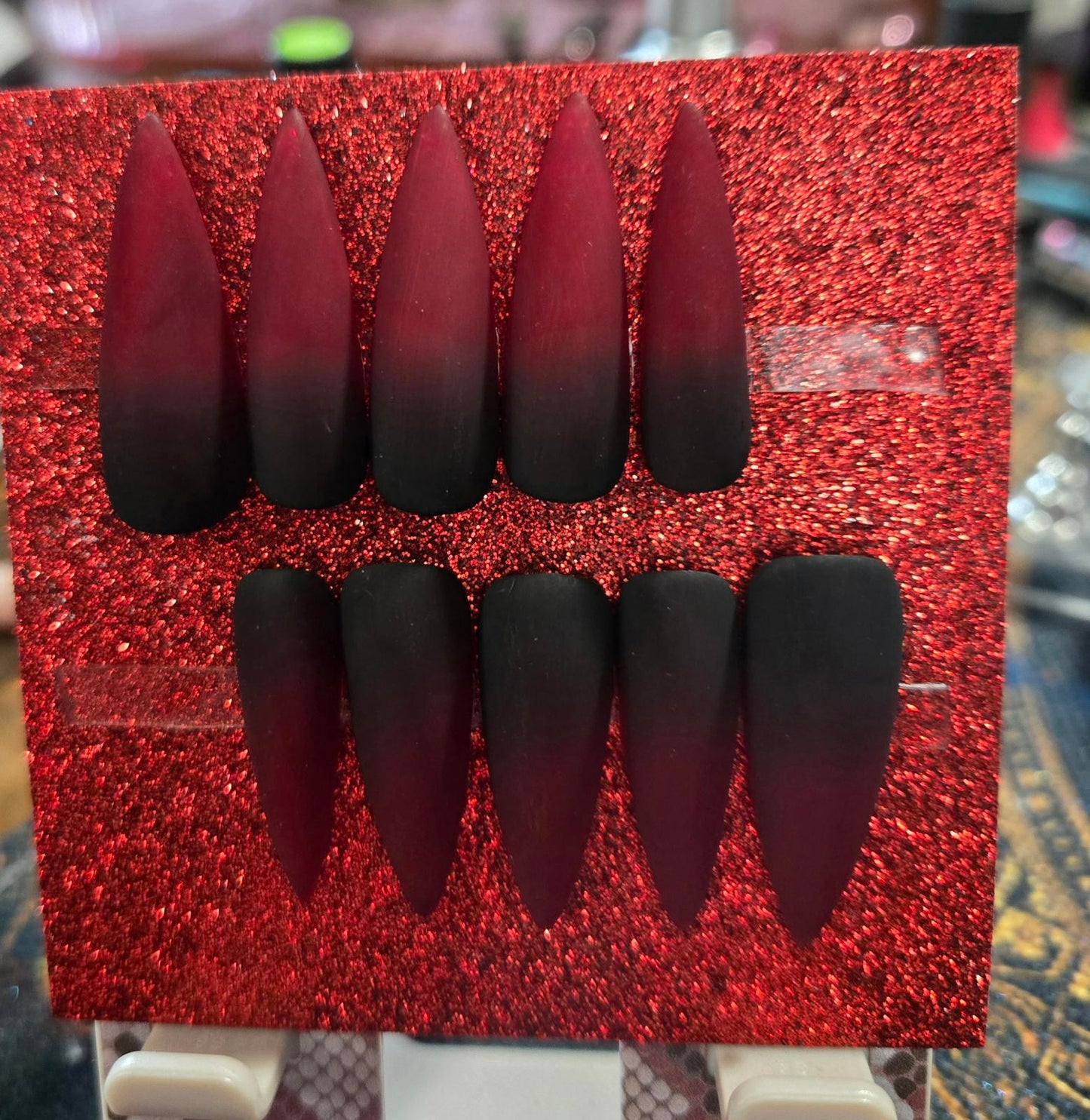 Gothic vampire matte ombre nails custom made