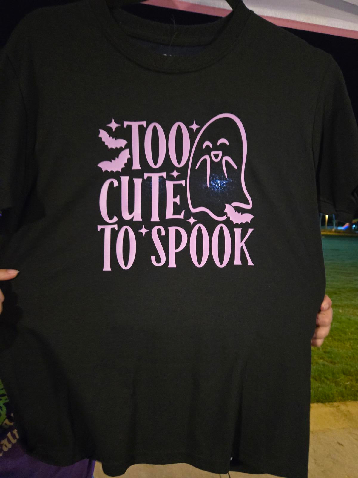 Too cute to spook medium kids t shirt